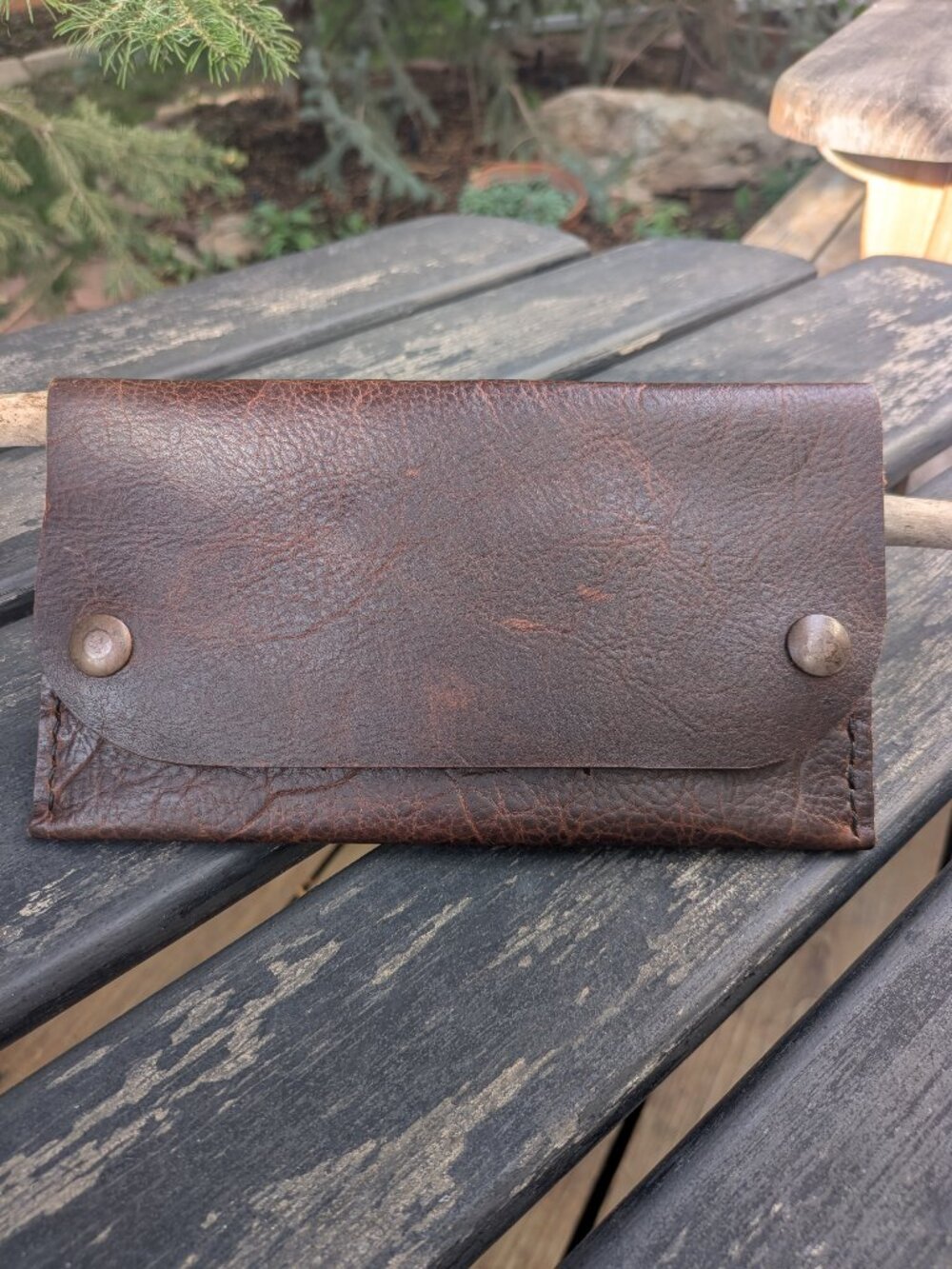 Handcrafted Artisan Brown Leather Long Wallet/Checkbook Cover by Paul's Leather